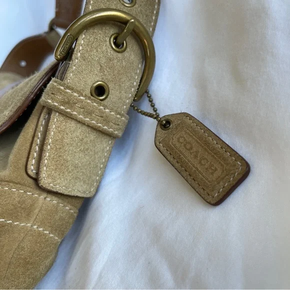 SOLD 🔴 Coach Soho Shoulder bag buckle bag 9692 suede leather tan brown vintage - Picture 10 of 17
